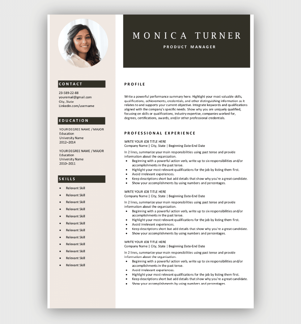 Free Resume Templates For Microsoft Word Download Now