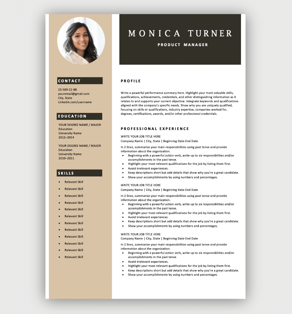 Free Resume Templates for Microsoft Word  Download Now Within Free Resume Template Microsoft Word