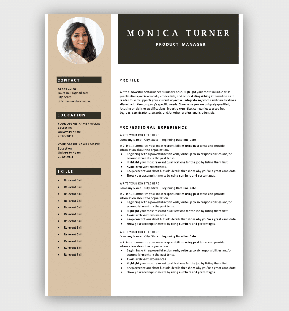 free resume templates 2020