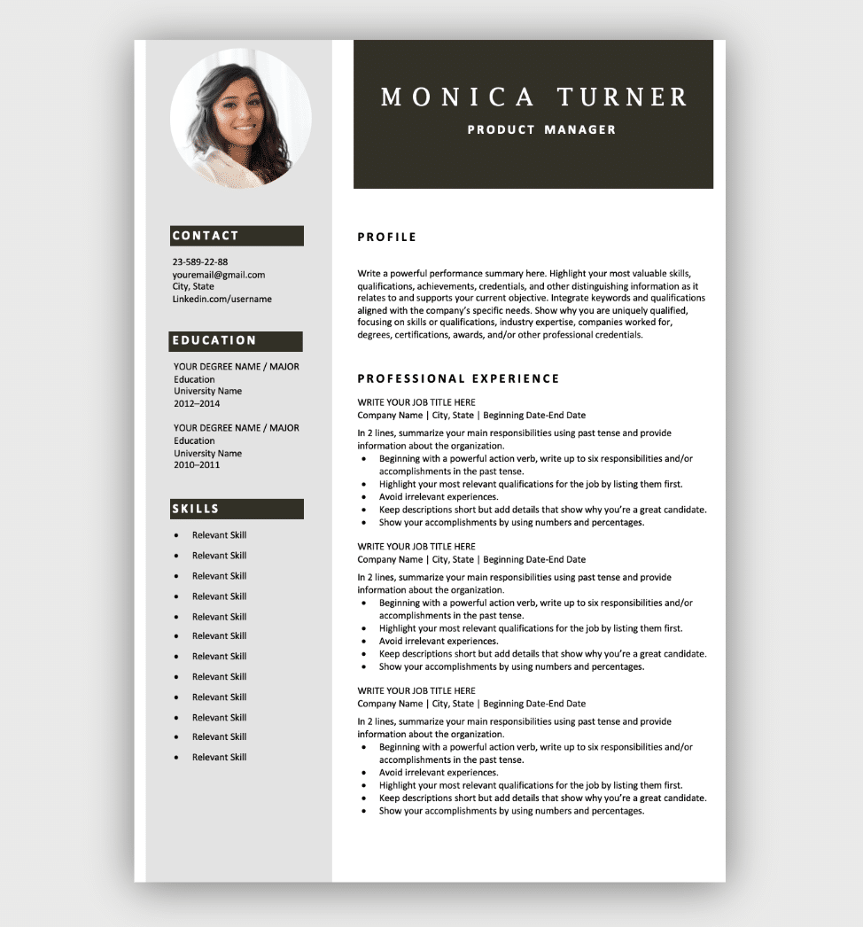Free Resume Templates for Microsoft Word  Download Now For Free Printable Resume Templates Microsoft Word