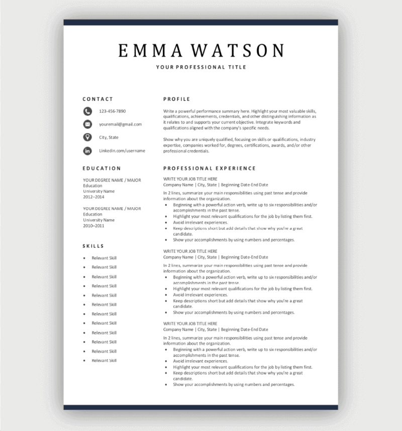 free resume templates downloads for microsoft word