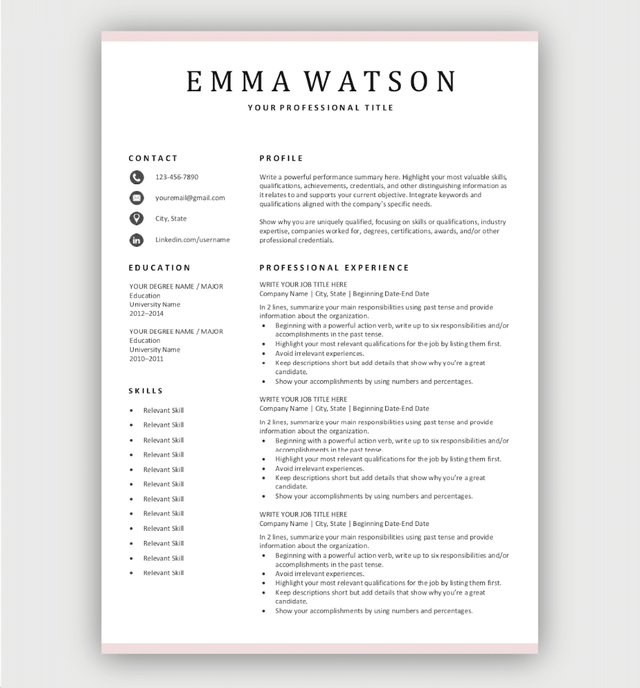 Simple Resume Template - Download for Free