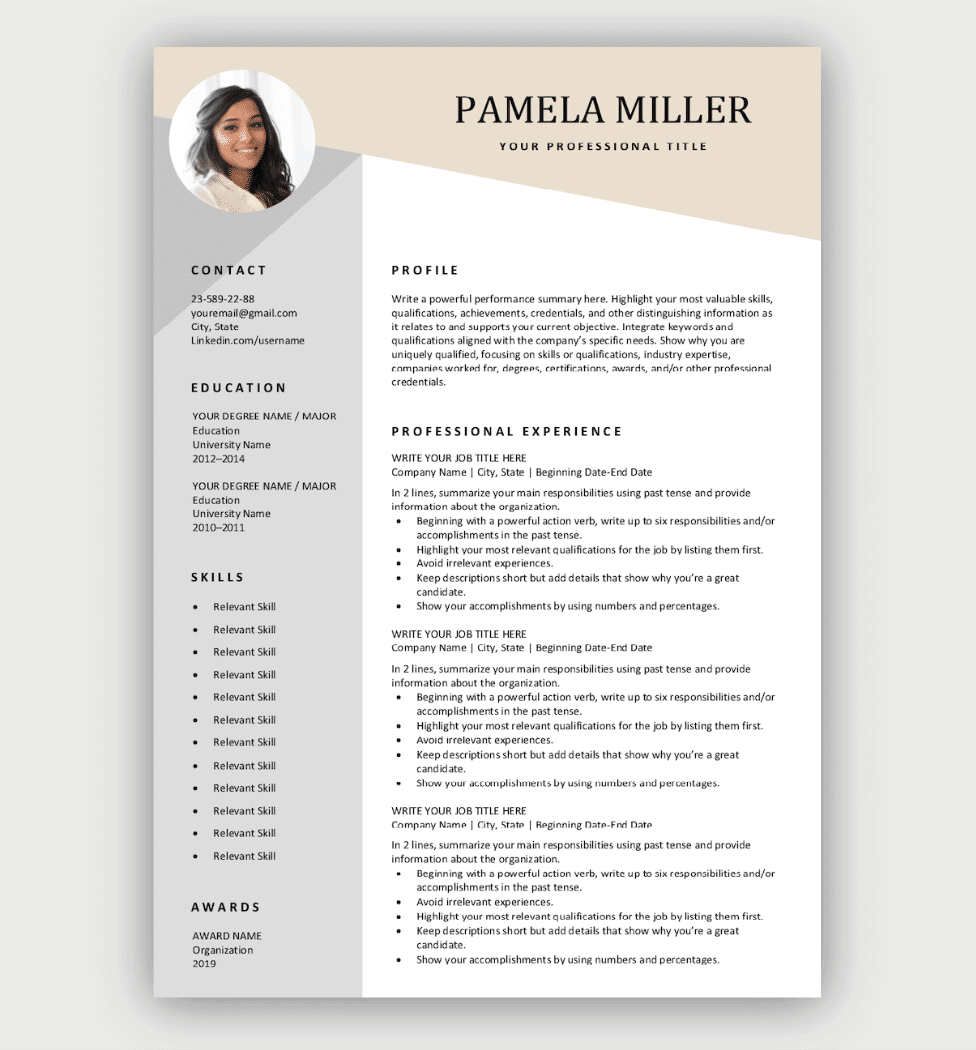 free professional job resume templates