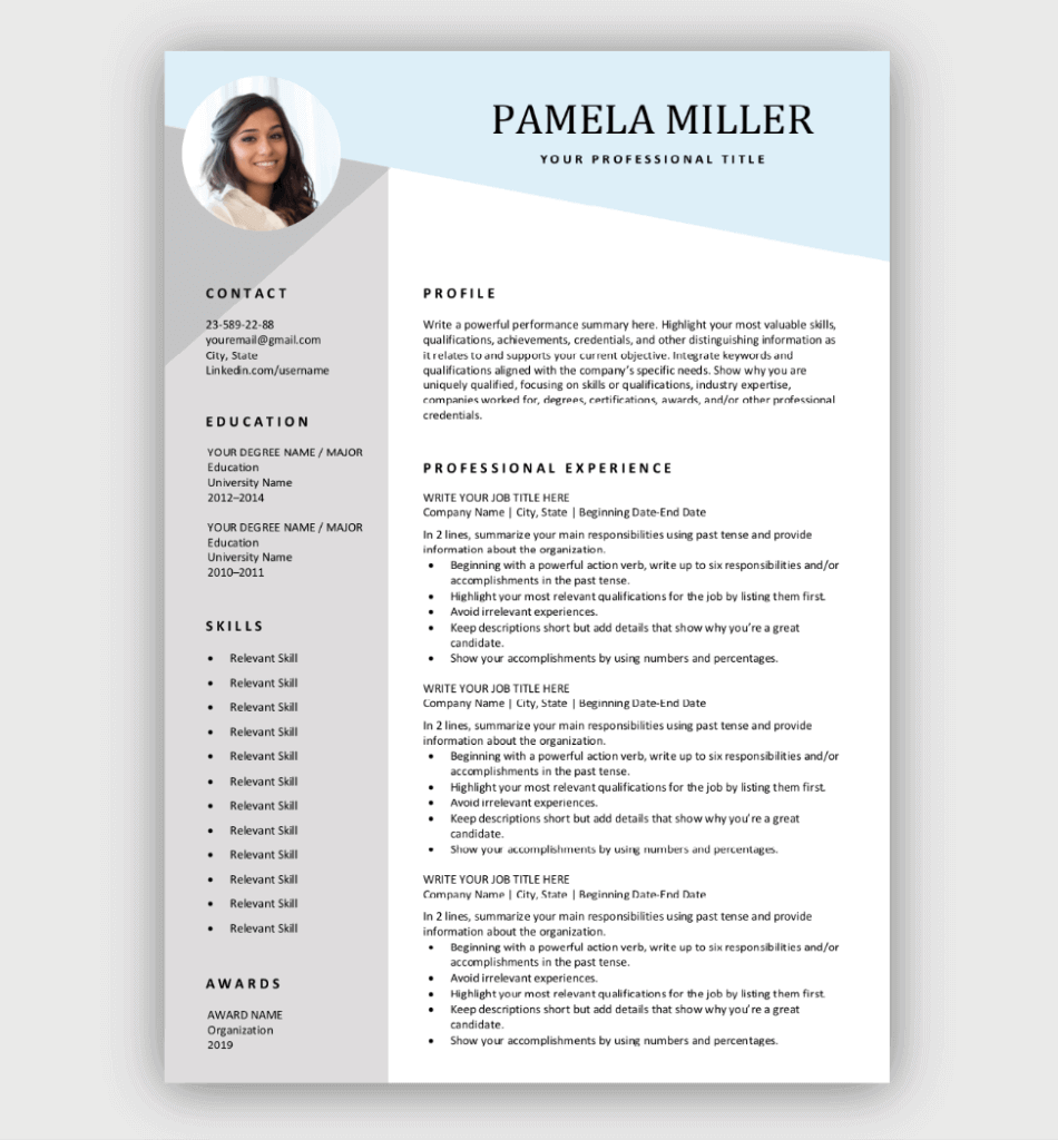 resume templates word free download 2017