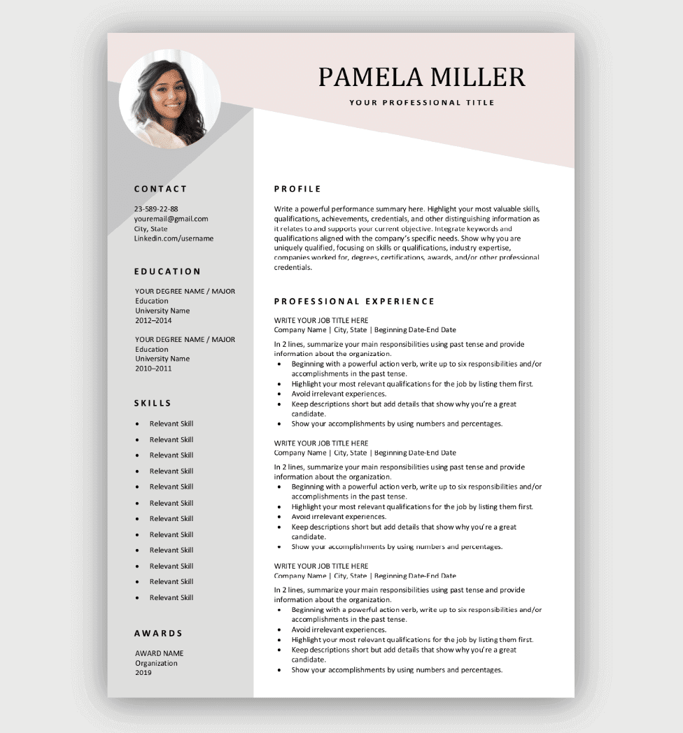 Modern Resume Template  Free Download  Word & Pages