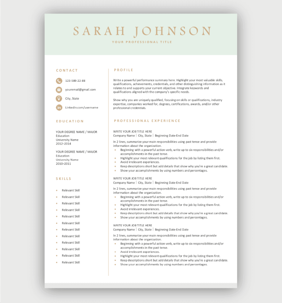 Resume Templates Free Download Customize In Microsoft Word