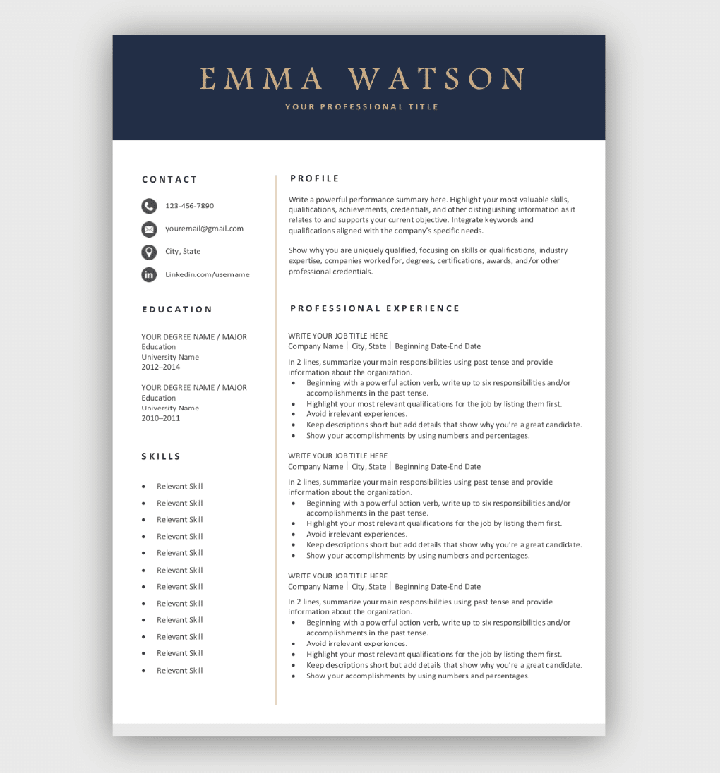 Professional Cv Template Free from wemeancareer.com