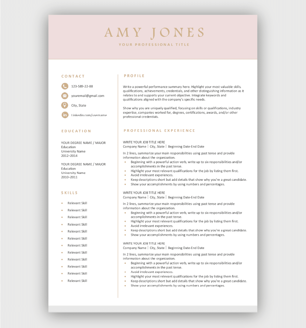 Attractive Resume Template Free Download Word Pages