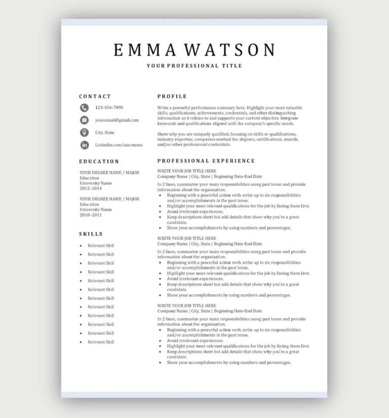 Simple Resume Templates | Download Online for Free