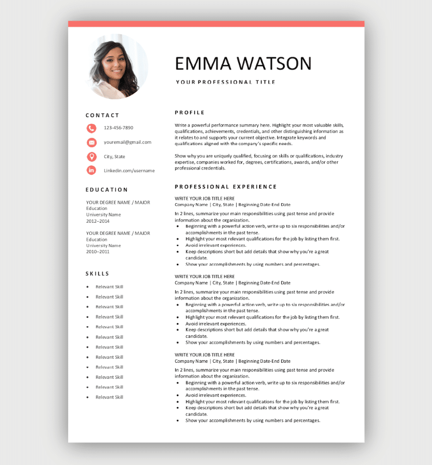 Free Resume Templates For Microsoft Word Download Now