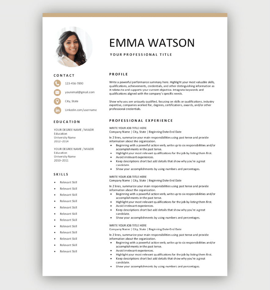 simple resume format model