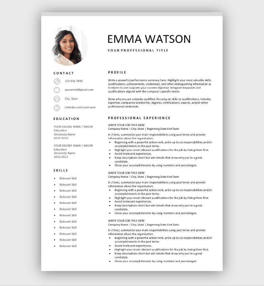 Simple Resume with Photo