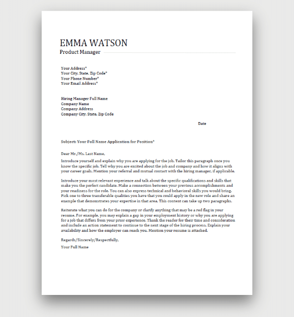 Free Cover Letter Template - Basic