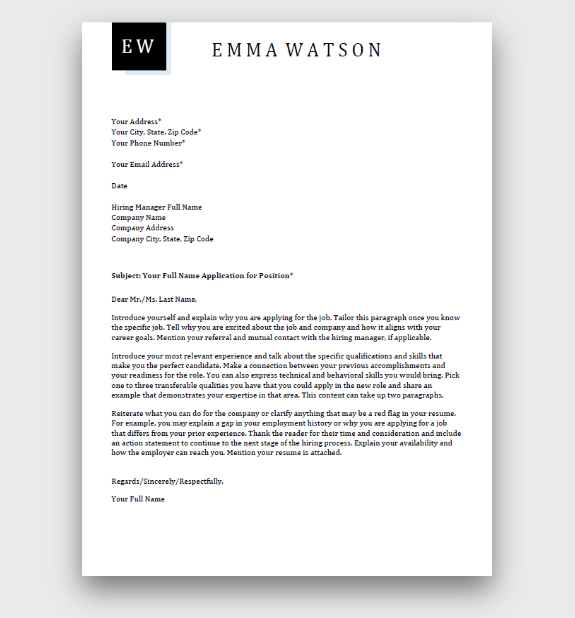Cover Letter Template Download For Free