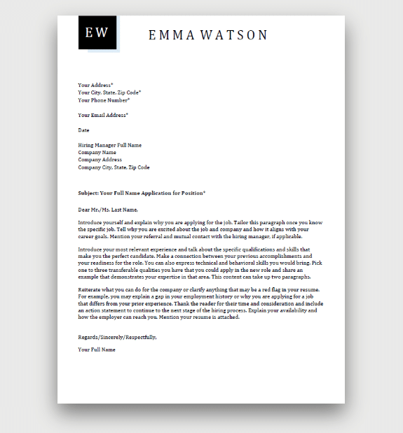 download word cover letter template