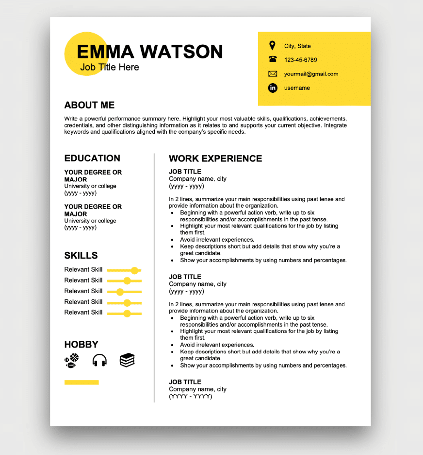 free resume template download microsoft word