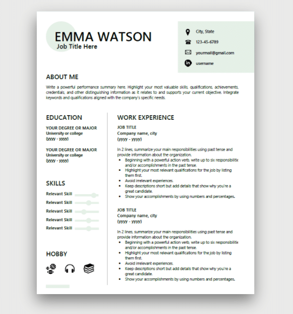 Free Resume Templates | Download Now