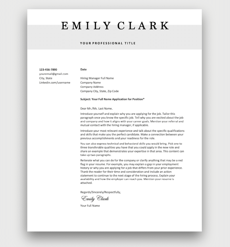 Simple Cover Letter Template Word Doc Onvacationswall