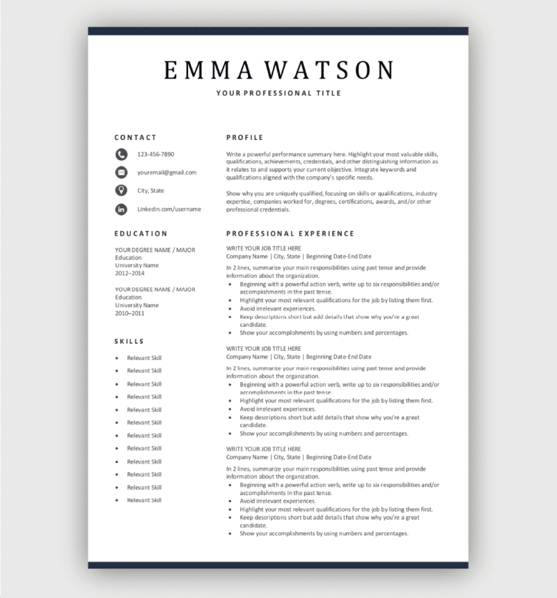 Free Simple Resume Template