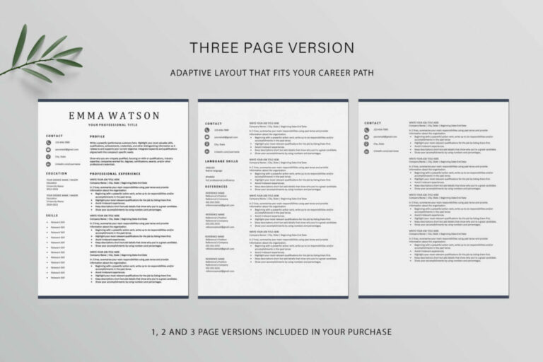 2 & 3 Page Resume + Matching Cover Letter Word or Pages